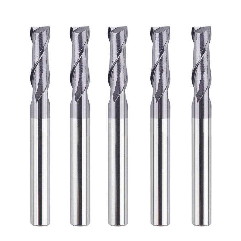 SpeTool 5PCS 2 Flutes Square Nose End Mill Set Power Milling Machine Carbide Upcut CNC Router Bits Tiain Coated, 1/4 inch Shank, 2 1/2 inches Long Overall - Image 1